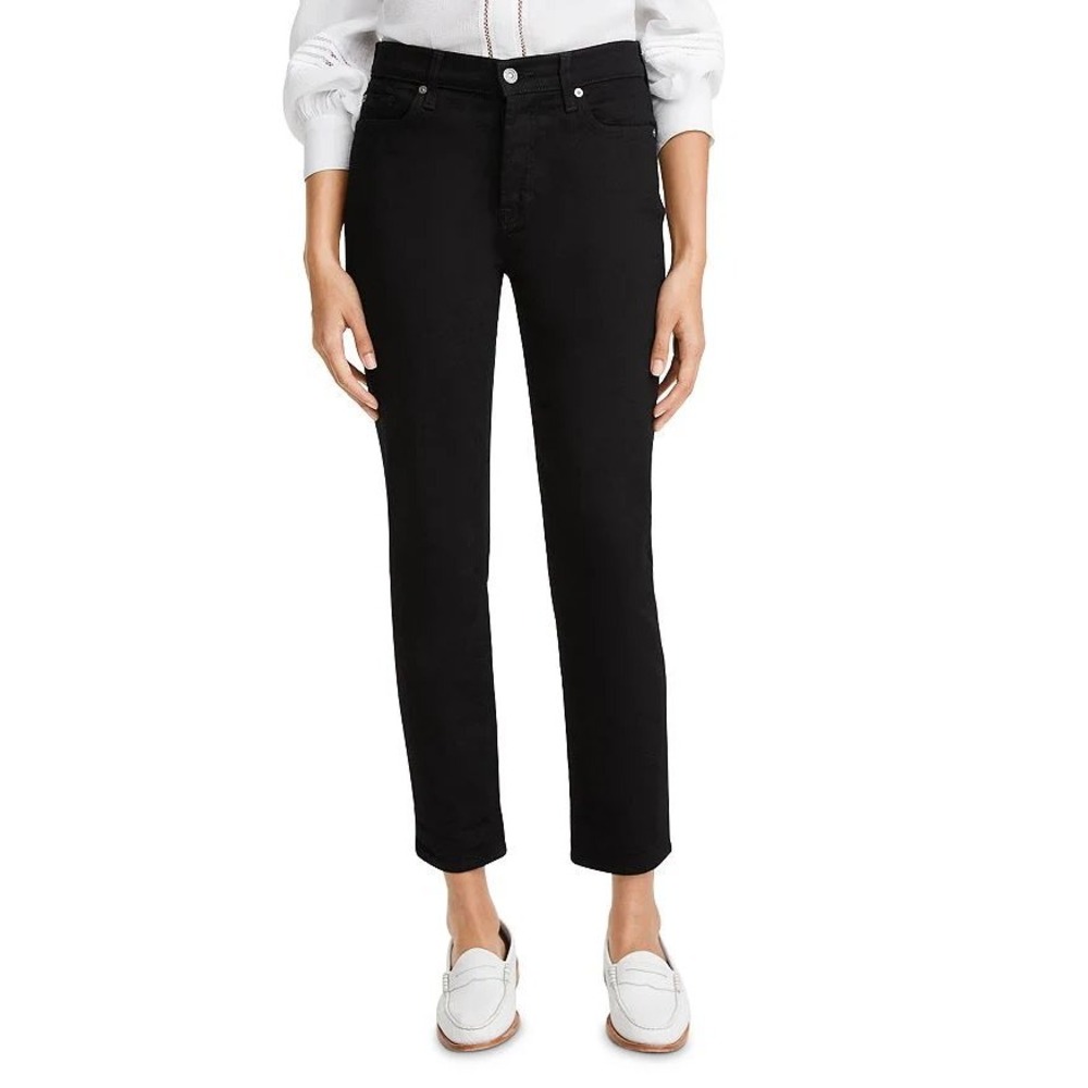 7 For All Mankind Luxe Vintage Josefina Black Slim Boyfriend Jeans Size 28